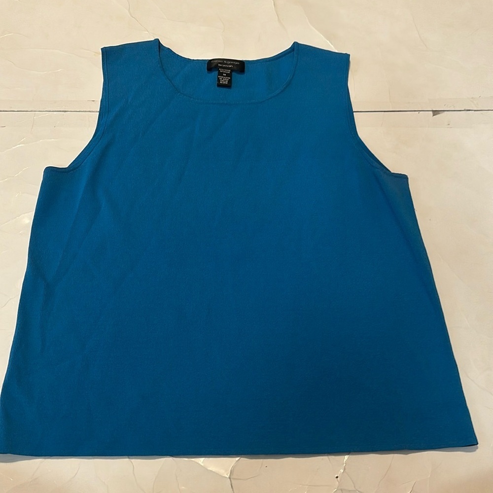 Cable & Gauge Woman 1X Blue Plain Tank Top - Picture 1 of 4